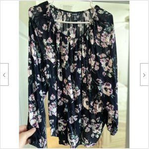 Chaps Women’s Floral Casual Top - Blue - 2x - NWOT
